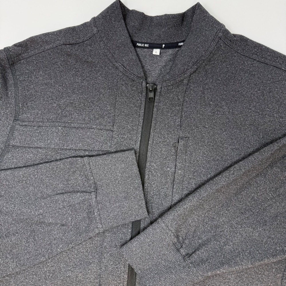 Public Rec Crosstown Bomber Jacket Mens Large Charcoal Heather Grey Zip‎